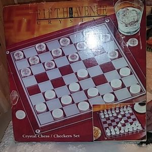 Brand New Never beenrystal Checkers and chess Set